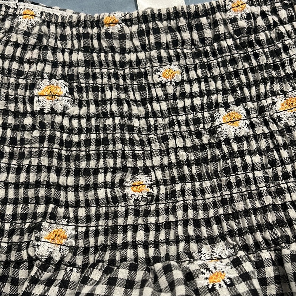 NWT Kirious Los Angeles Sunflower Gingham Babydoll Top  size Medium - Picture 4 of 7